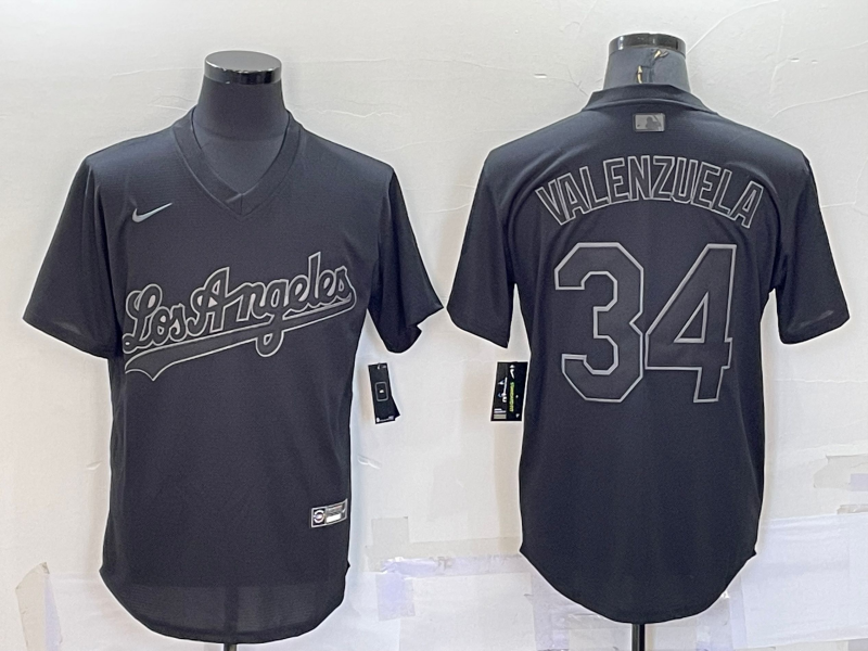 Men's Los Angeles Dodgers Fernando Valenzuela #34 Black Alternate Jersey